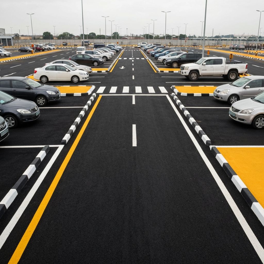 Bordure T2 installée dans un parking commercial à Douala